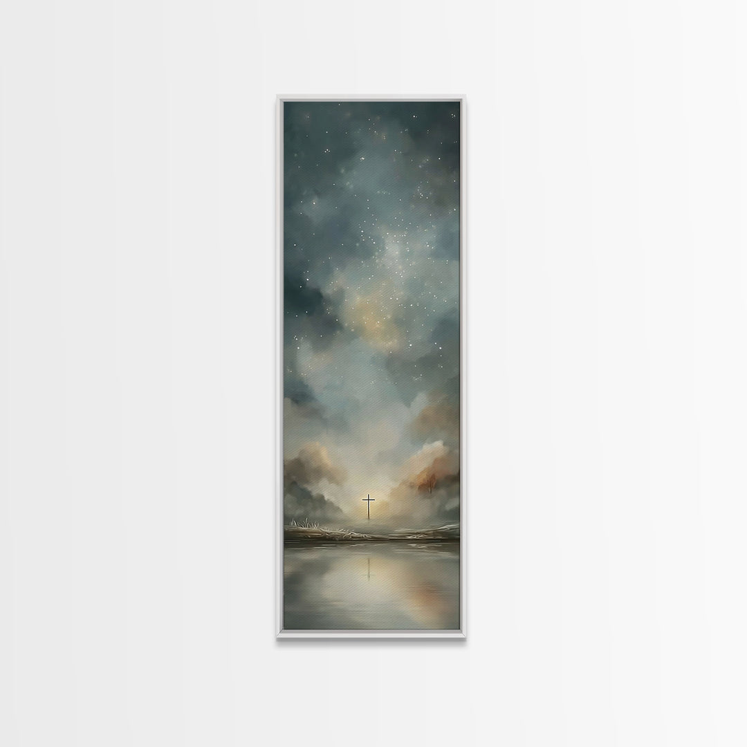 Heaven’s Promise – Framed Canvas Print – Christian Wall Art – Narrow Art – Christian Art Canvas – Christmas Art – Jesus Painting – Christia