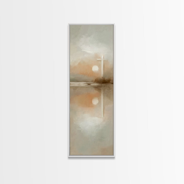 Radiant Morning Cross – Framed Canvas Print – Christian Art Canvas – Tall Skinny Art Print – Christmas Wall Art – Christian Painting – Chri