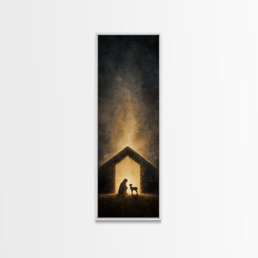 Bethlehem Light – Framed Canvas Print – Christian Wall Art – Skinny Art – Christian Art Work – Christmas Art – Jesus Painting – Christian G