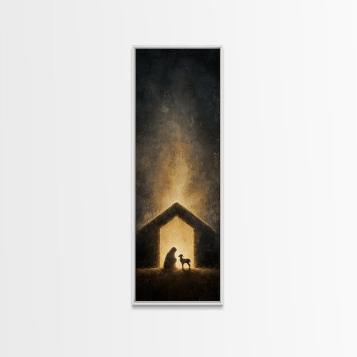 Bethlehem Light – Framed Canvas Print – Christian Wall Art – Skinny Art – Christian Art Work – Christmas Art – Jesus Painting – Christian G