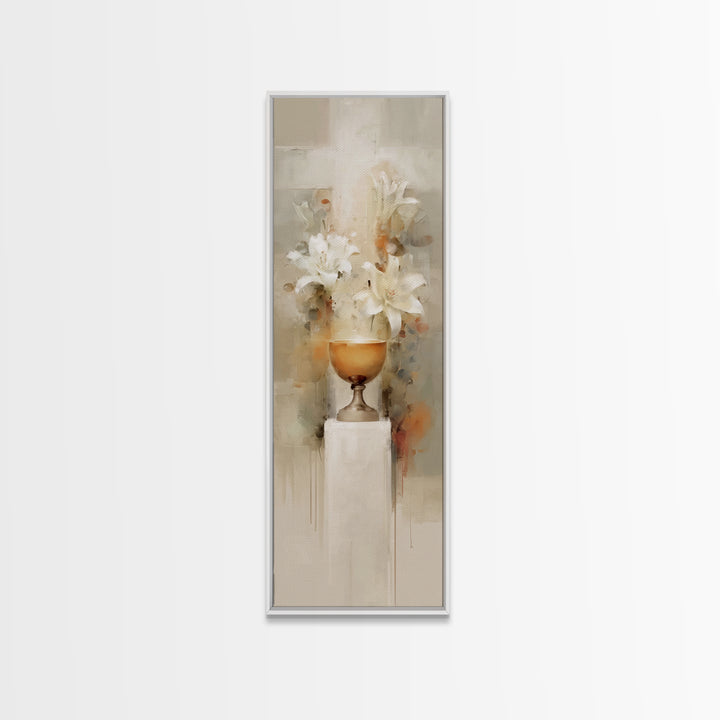 Graceful Lily Chalice | Framed Canvas Print | Narrow Art | Christian Art Canvas | Christian Decor | Jesus Painting | Christmas Art