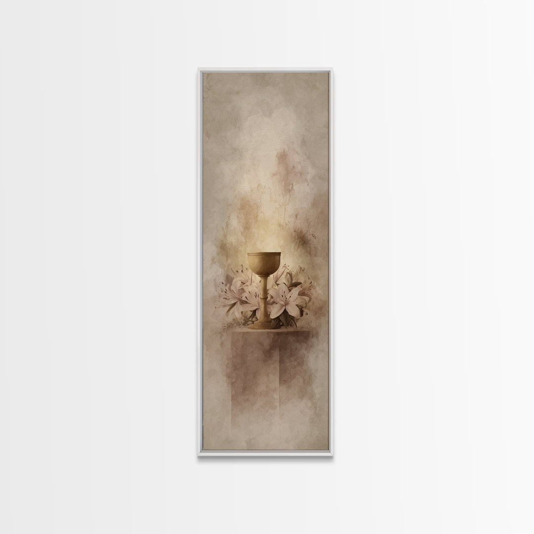 Sacred Lily Glow, Framed Canvas Print, Skinny Art, Christian Wall Art, Christian Art Canvas, Christian Decor, Christmas Art, Bible Art