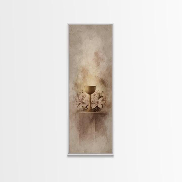 Sacred Lily Glow, Framed Canvas Print, Skinny Art, Christian Wall Art, Christian Art Canvas, Christian Decor, Christmas Art, Bible Art