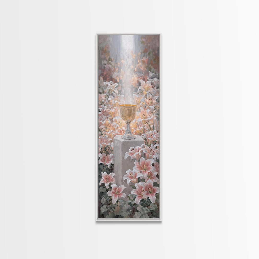 Blossoms Of Grace – Framed Canvas Print – Tall Narrow Wall Art – Christian Art Canvas – Christian Wall Art – Christian Paintings – Jesus Pa