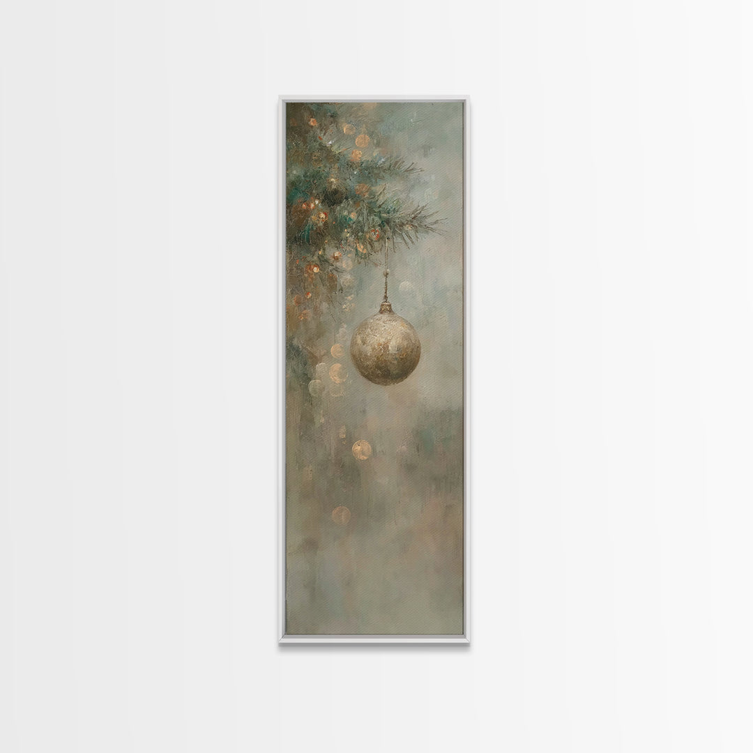 Golden Noel Light – Framed Canvas Print – Tall Skinny Art Print – Framed Christmas Art – Christmas Wall Art – Christmas Art Prints – Christ