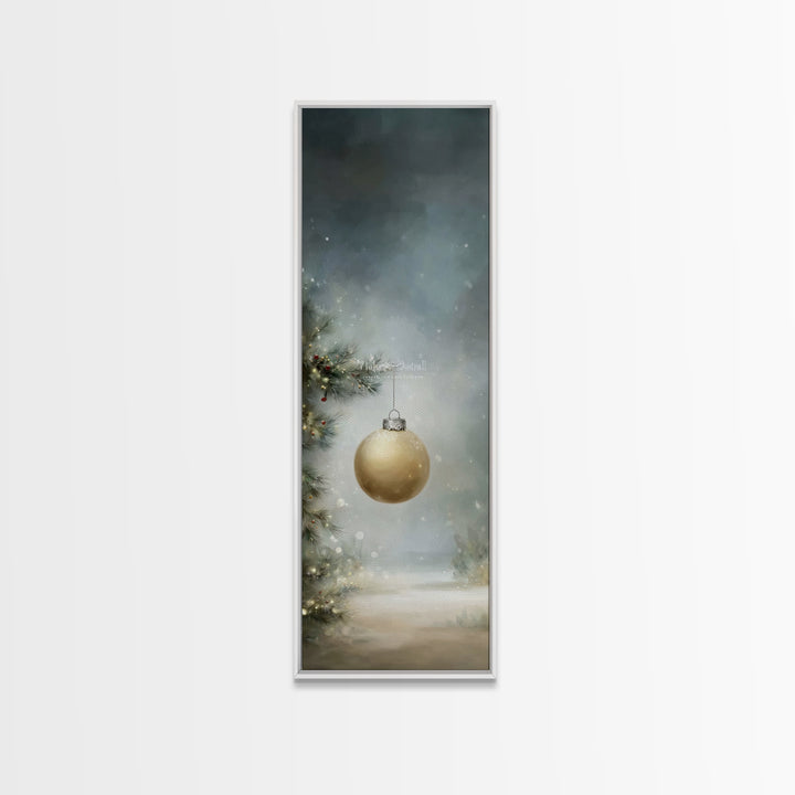 Silent Pine Glow – Framed Canvas Print – Tall Narrow Wall Art – Christmas Art – Christian Christmas Art – Christmas Wall Art – Christmas Ar