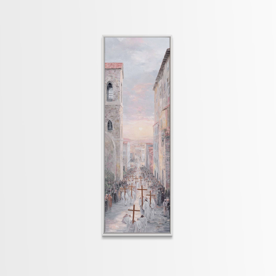Procession Of Hope – Framed Canvas Print – Tall Skinny Art Print – Christian Art Canvas – Christian Wall Art – Christian Paintings – Christ