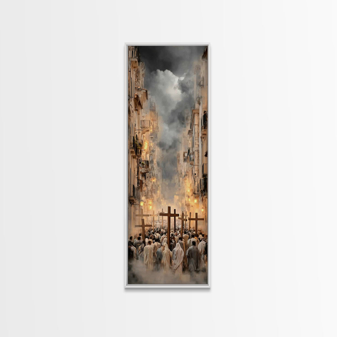 Flames Of Devotion, Framed Canvas Print, Skinny Art, Christian Art Canvas, Christmas Art Prints, Christian Wall Art, Modern Christian Art