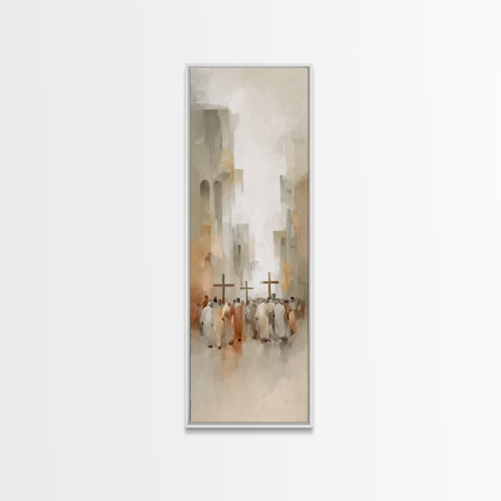 Steps Of Mercy, Framed Canvas Print, Tall Narrow Wall Art, Christian Art Canvas, Moody Christian Art, Christmas Wall Art