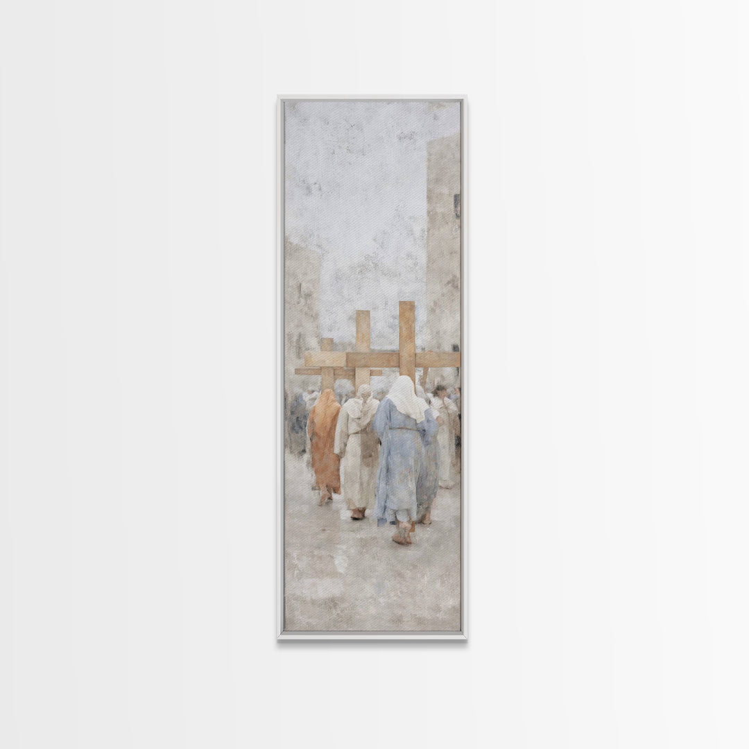 Walk Of Faith | Framed Canvas Print | Skinny Art | Christian Painting | Christian Art Gift | Large Christian Art