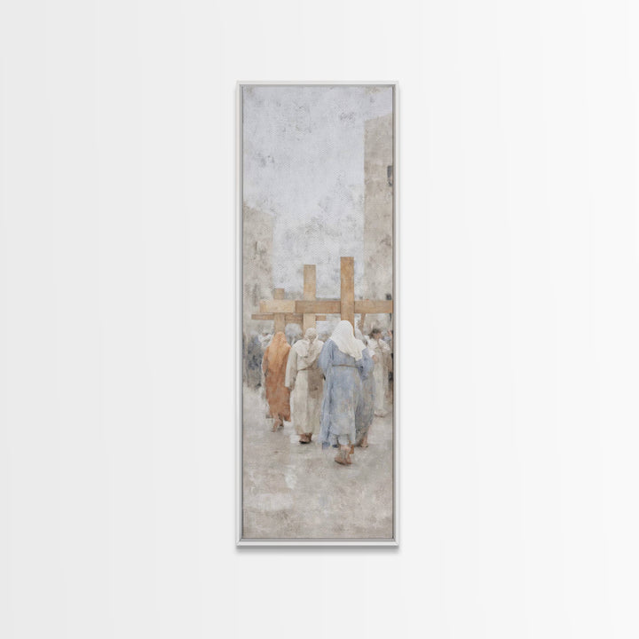 Walk Of Faith | Framed Canvas Print | Skinny Art | Christian Painting | Christian Art Gift | Large Christian Art