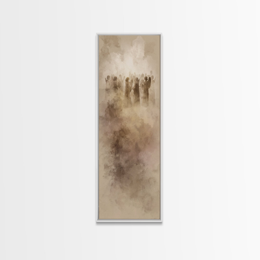 Cloudborne Choir | Framed Canvas Print | Narrow Art | Christian Art Print | Modern Christian Art | Christmas Wall Art