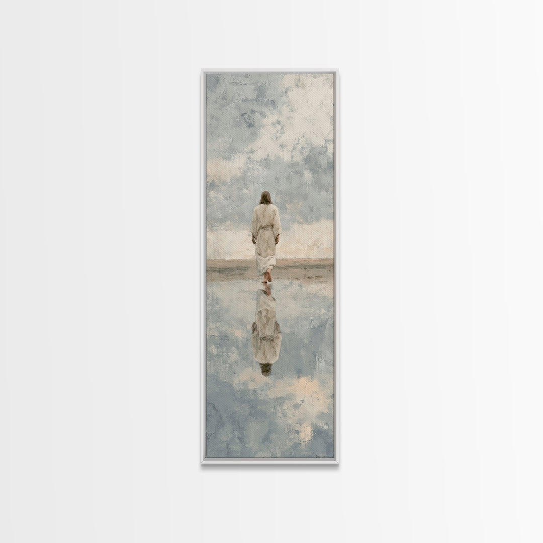 Still Waters Christ – Framed Canvas Print – Narrow Art – Jesus Painting Canvas – Christian Art Print – Vintage Christian Art