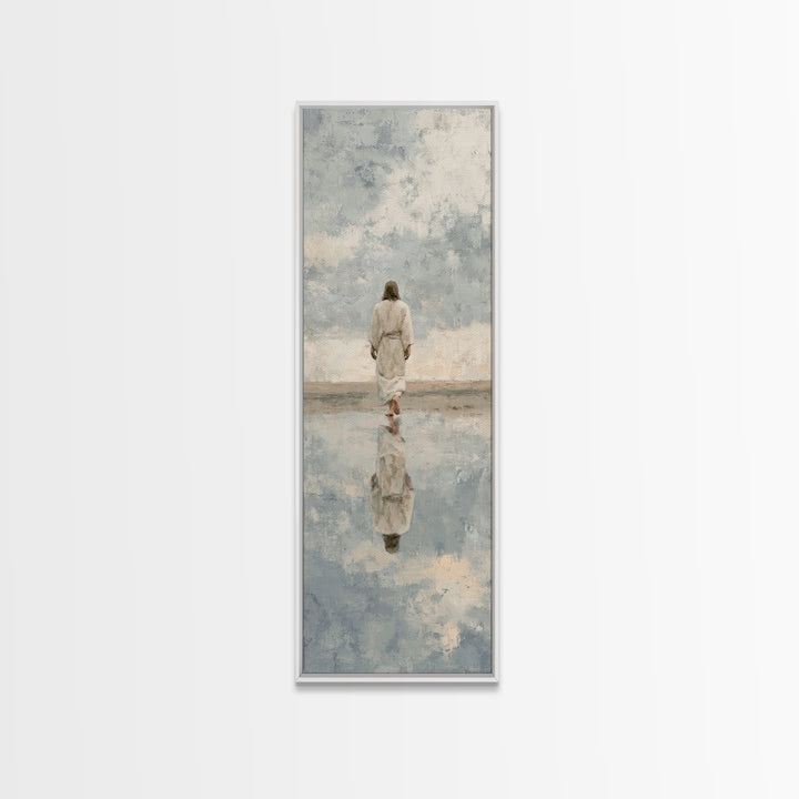 Still Waters Christ – Framed Canvas Print – Narrow Art – Jesus Painting Canvas – Christian Art Print – Vintage Christian Art