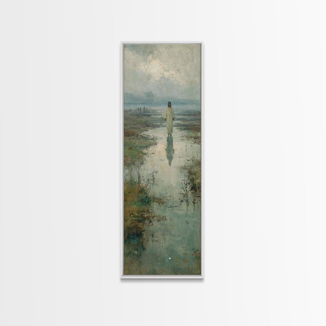 Starlit Savior | Framed Canvas Print | Tall Narrow Wall Art | Christian Art Painting | Christian Christmas Art | Jesus Canvas Art