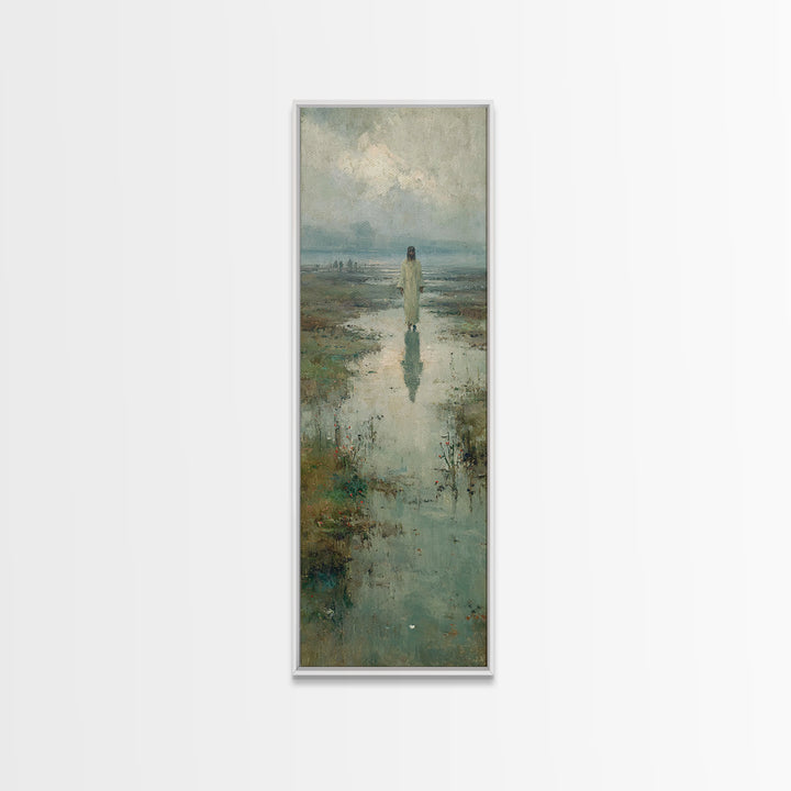 Starlit Savior | Framed Canvas Print | Tall Narrow Wall Art | Christian Art Painting | Christian Christmas Art | Jesus Canvas Art