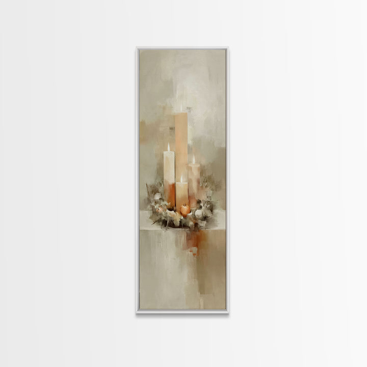 Trinity Candle Harmony – Framed Canvas Print – Christian Art Canvas – Tall Skinny Art Print – Christian Wall Art – Christmas Art – Christia