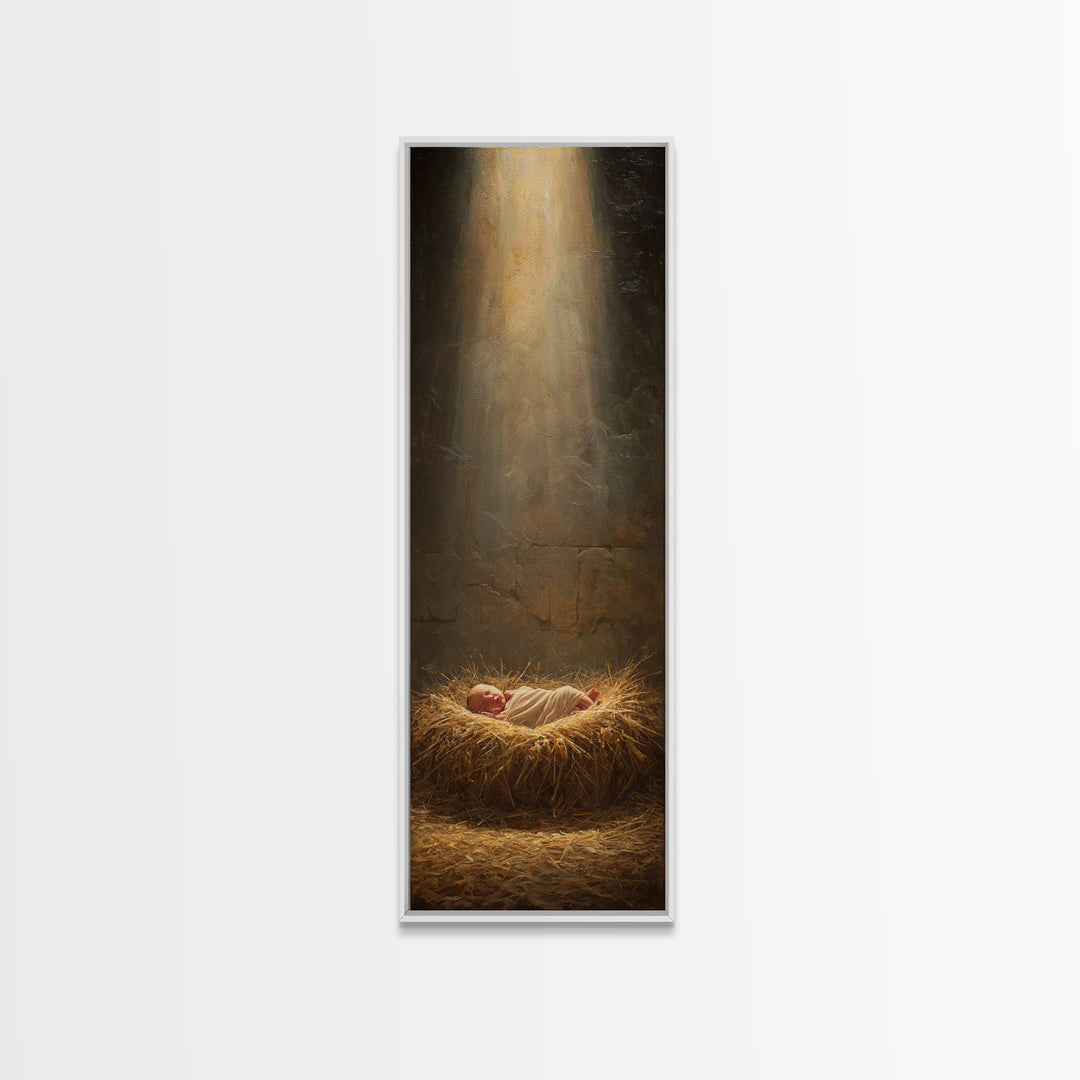 Light Of Bethlehem – Framed Canvas Print – Christian Art Canvas – Christian Christmas Art – Narrow Art – Christian Wall Art – Christmas Art