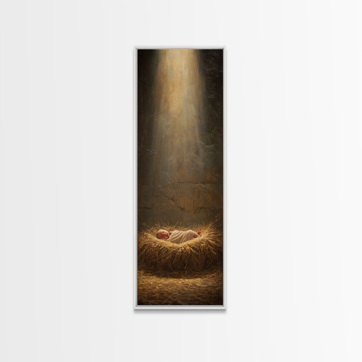 Light Of Bethlehem – Framed Canvas Print – Christian Art Canvas – Christian Christmas Art – Narrow Art – Christian Wall Art – Christmas Art