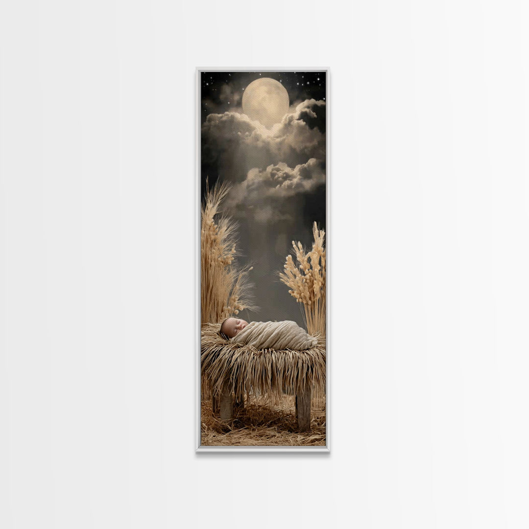 Silent Manger Star – Framed Canvas Print – Christian Christmas Art – Skinny Art – Christian Art Canvas – Christmas Wall Art – Christian Art