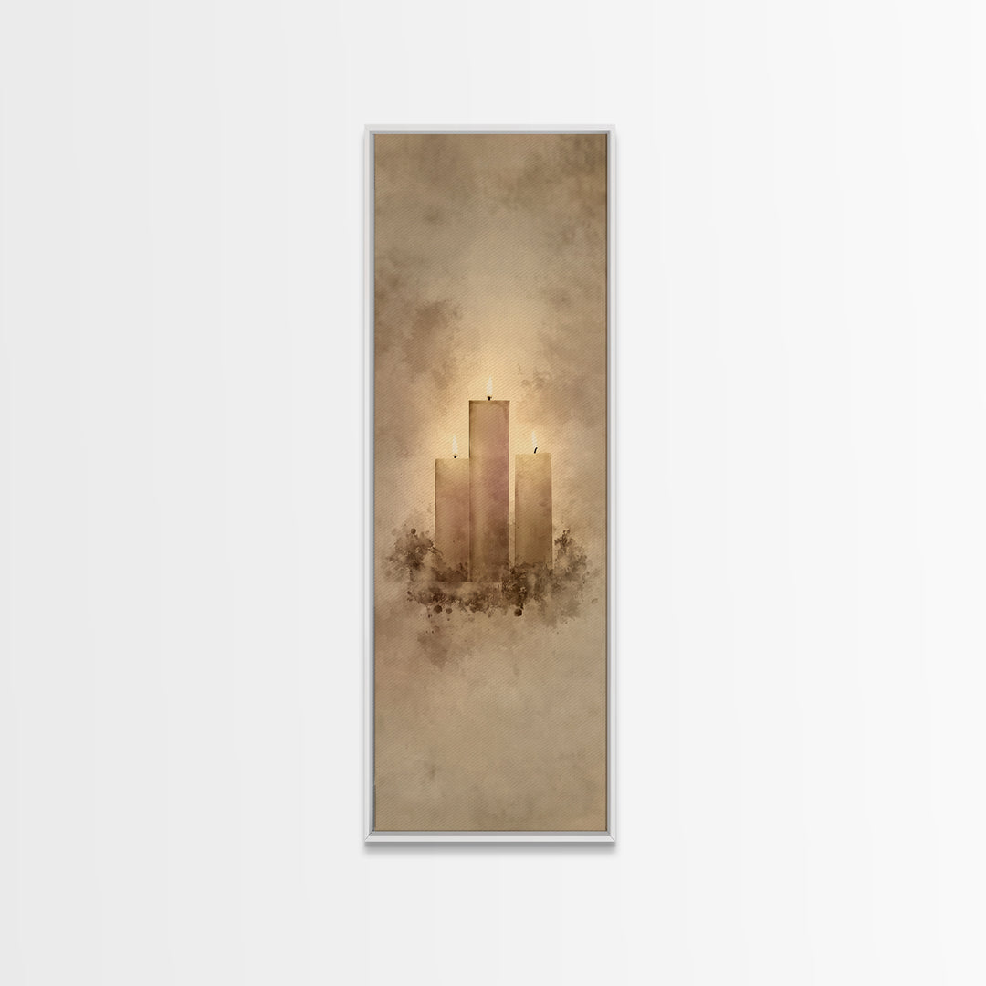 Hopeful Candle Trio – Framed Canvas Print – Christian Christmas Art – Christian Wall Art – Skinny Art – Christian Art Canvas – Christian De
