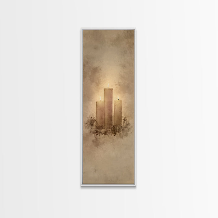 Hopeful Candle Trio – Framed Canvas Print – Christian Christmas Art – Christian Wall Art – Skinny Art – Christian Art Canvas – Christian De
