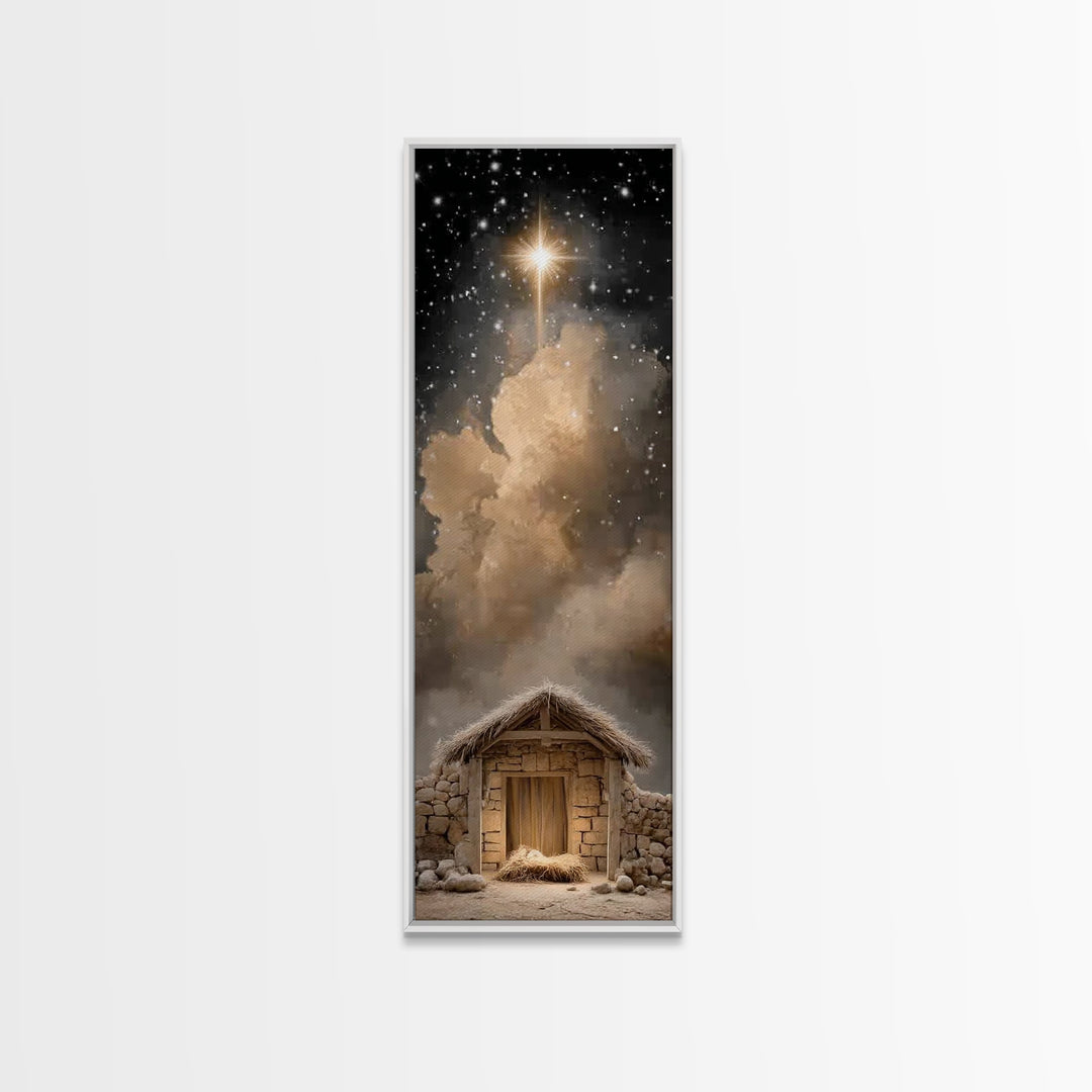 Star Of Bethlehem – Framed Canvas Print – Christmas Wall Art – Christian Art Canvas – Christian Christmas Art – Tall Skinny Art Print – Chr