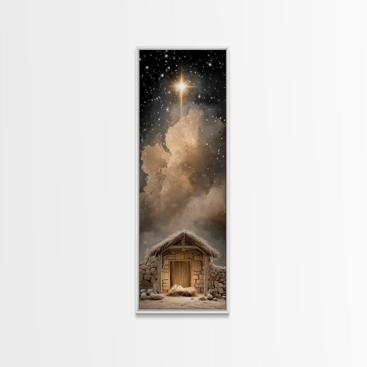 Star Of Bethlehem – Framed Canvas Print – Christmas Wall Art – Christian Art Canvas – Christian Christmas Art – Tall Skinny Art Print – Chr