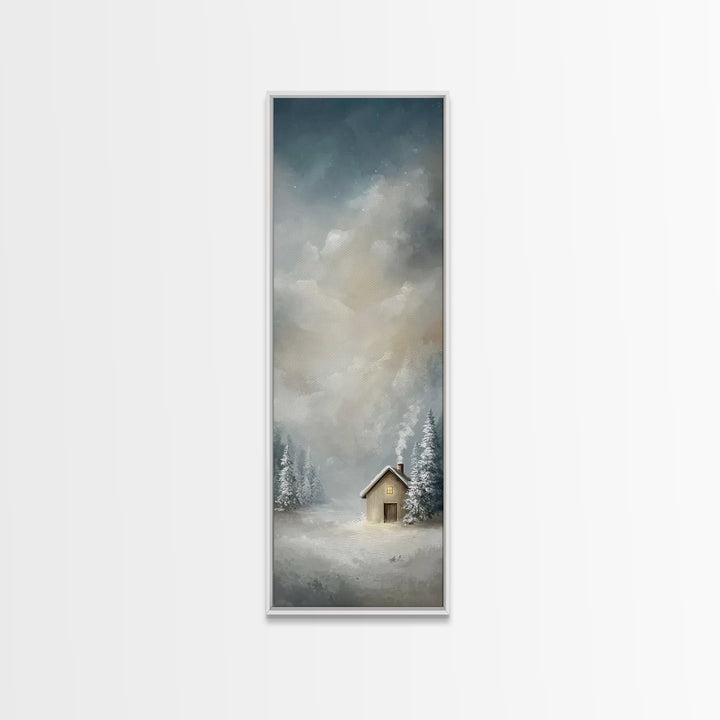Winter Chapel Stillness – Framed Canvas Print – Christian Wall Art – Christian Art Canvas – Skinny Art – Christmas Art – Christian Christma