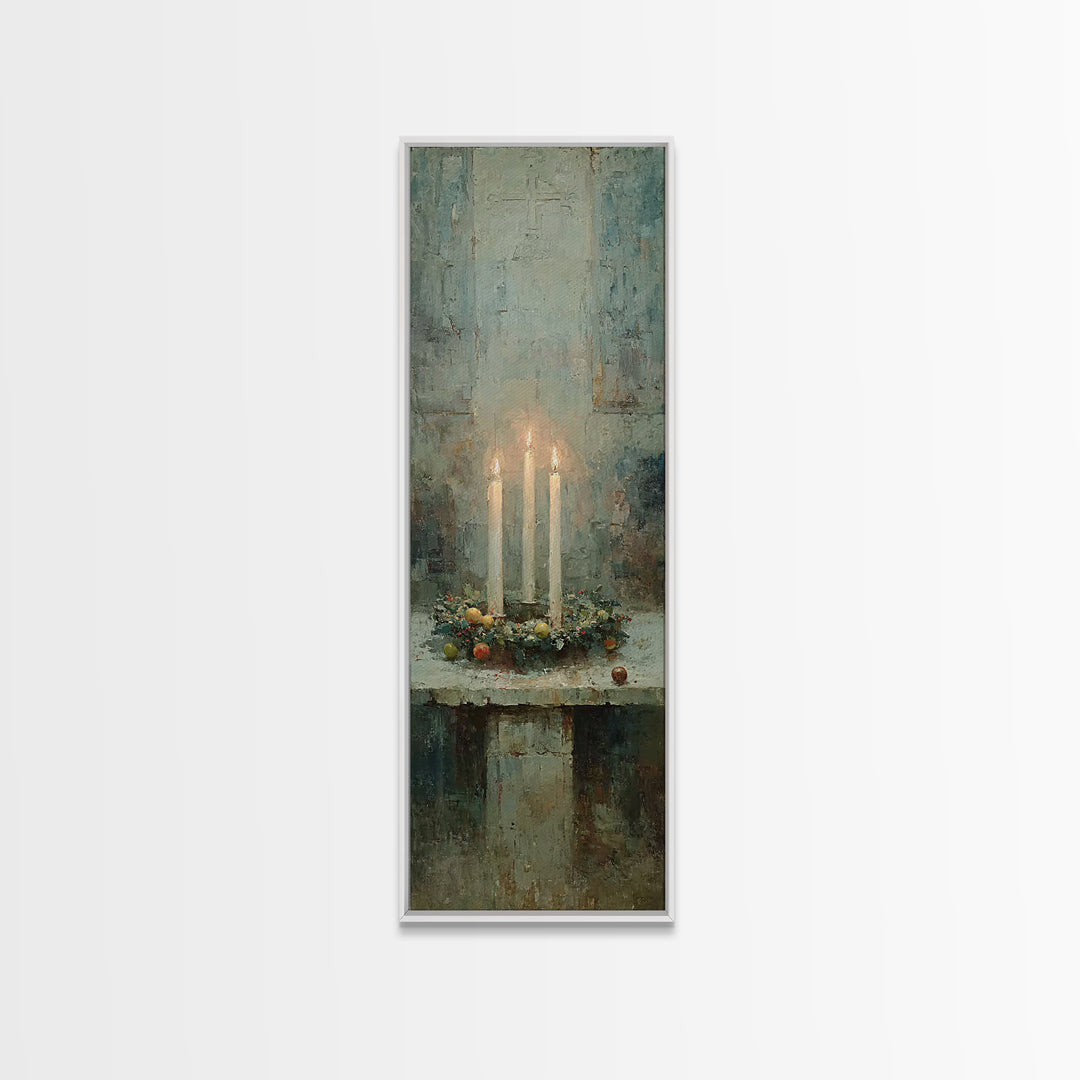 Everlasting Winter Light – Framed Canvas Print – Christian Wall Art – Narrow Art – Christian Art Canvas – Christmas Art – Christian Christm