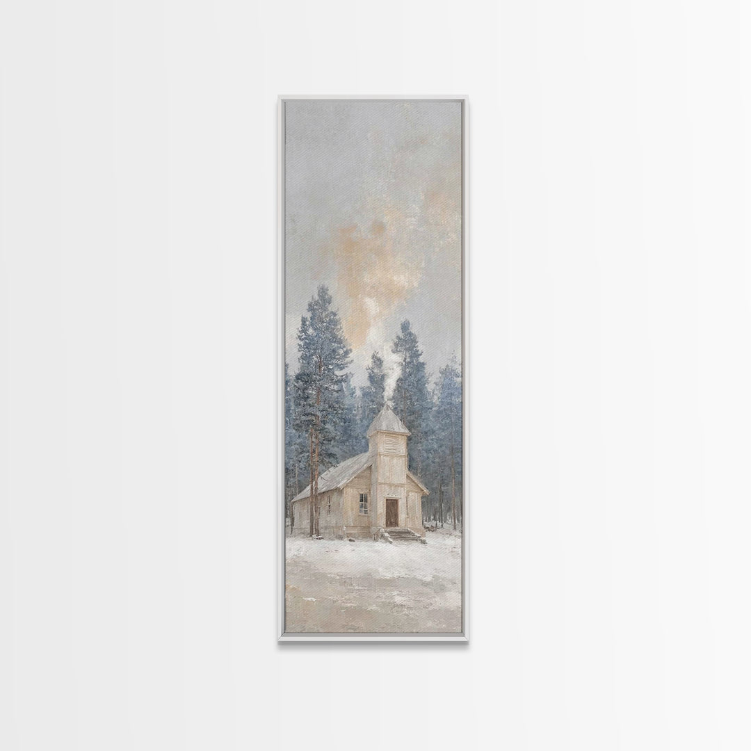 Morning Pine Sanctuary | Framed Canvas Print | Narrow Art | Christian Wall Art | Christian Art Canvas | Christmas Art | Christian Decor