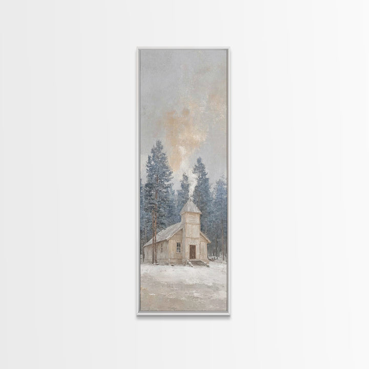 Morning Pine Sanctuary | Framed Canvas Print | Narrow Art | Christian Wall Art | Christian Art Canvas | Christmas Art | Christian Decor