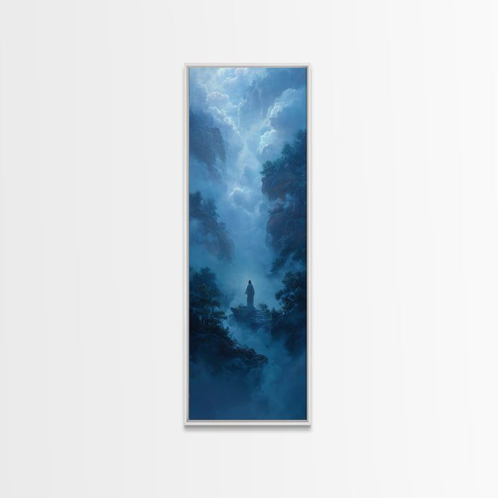 Snowfield Chapel Light – Framed Canvas Print – Tall Skinny Art Print – Christian Art – Christian Wall Art – Christmas Art – Christian Gift