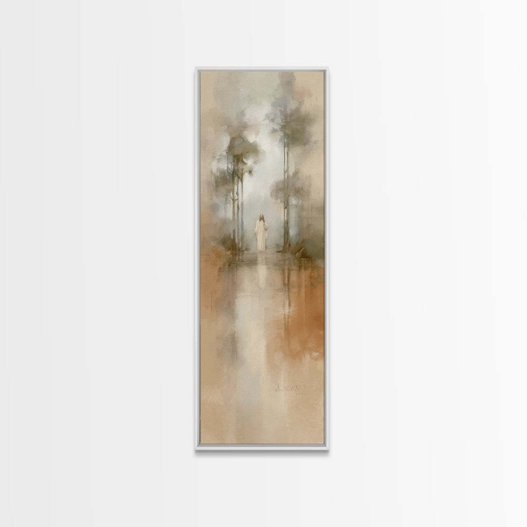 Radiant Forest Walk | Framed Canvas Print | Skinny Art | Christian Art Print | Christian Wall Art | Subtle Christian Art | Christian Gift