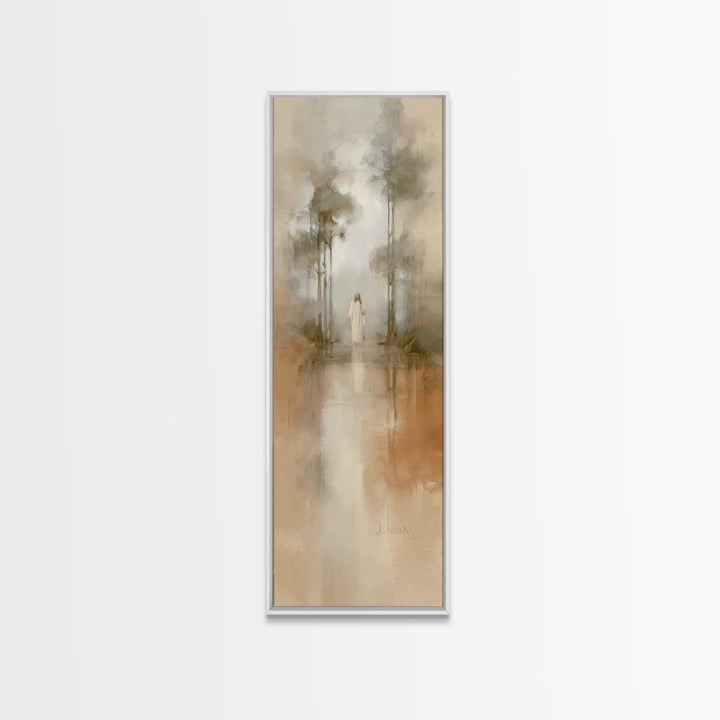 Radiant Forest Walk | Framed Canvas Print | Skinny Art | Christian Art Print | Christian Wall Art | Subtle Christian Art | Christian Gift