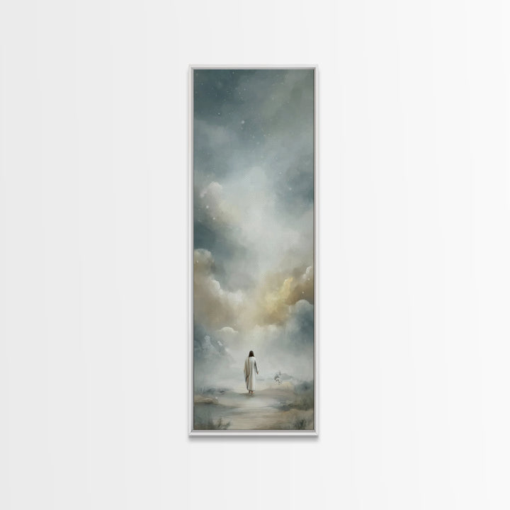 Golden Dawn Journey – Framed Canvas Print – Narrow Art – Christian Art Canvas – Christian Wall Art – Moody Christian Art – Christian Decor