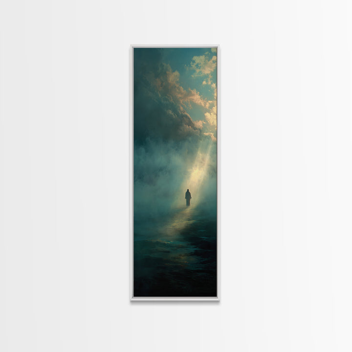 Divine Twilight Walk – Framed Canvas Print – Skinny Art – Christian Wall Art – Christian Art Print – Moody Christian Art – Christian Gift