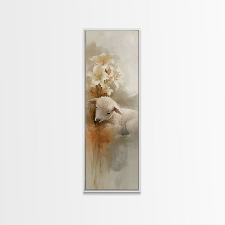 Soft Pasture Blessing – Framed Canvas Print – Christian Art Canvas – Christian Wall Art – Christian Painting – Tall Narrow Wall Art – Faith