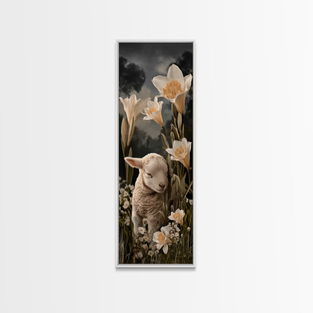 Radiant Lily Calm – Framed Canvas Print – Tall Narrow Wall Art – Christian Painting – Christian Art Canvas – Christian Wall Art – Faith Art