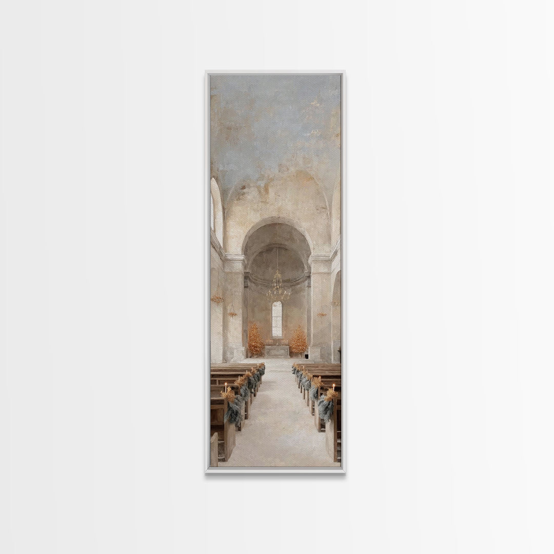 Holy Winter Aisle – Framed Canvas Print – Skinny Art – Christian Art Canvas – Christian Wall Art – Christmas Art – Christian Decorations