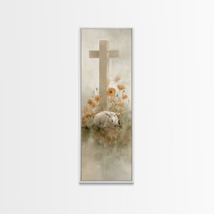 Lamb Of Mercy – Framed Canvas Print – Christian Wall Art – Tall Narrow Wall Art – Christian Art Canvas – Jesus Painting – Christian Christm