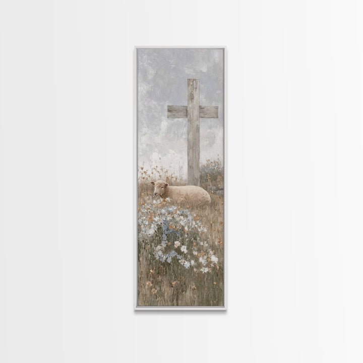 Grace In Bloom | Framed Canvas Print | Christian Art Canvas | Narrow Art | Modern Christian Art | Christian Gift Ideas | Vintage Christian