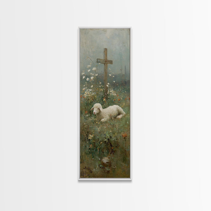 Quiet Shepherd Peace, Framed Canvas Print, Christian Art Print, Skinny Art, Christian Christmas Art, Christian Wall Art, Subtle Christian P
