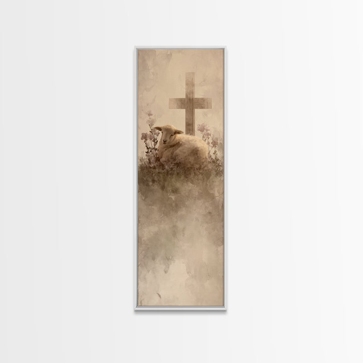 Gentle Rest Hope | Framed Canvas Print | Christian Wall Art | Narrow Art | Christian Art Gift | Unique Christian Art | Jesus Painting Canva