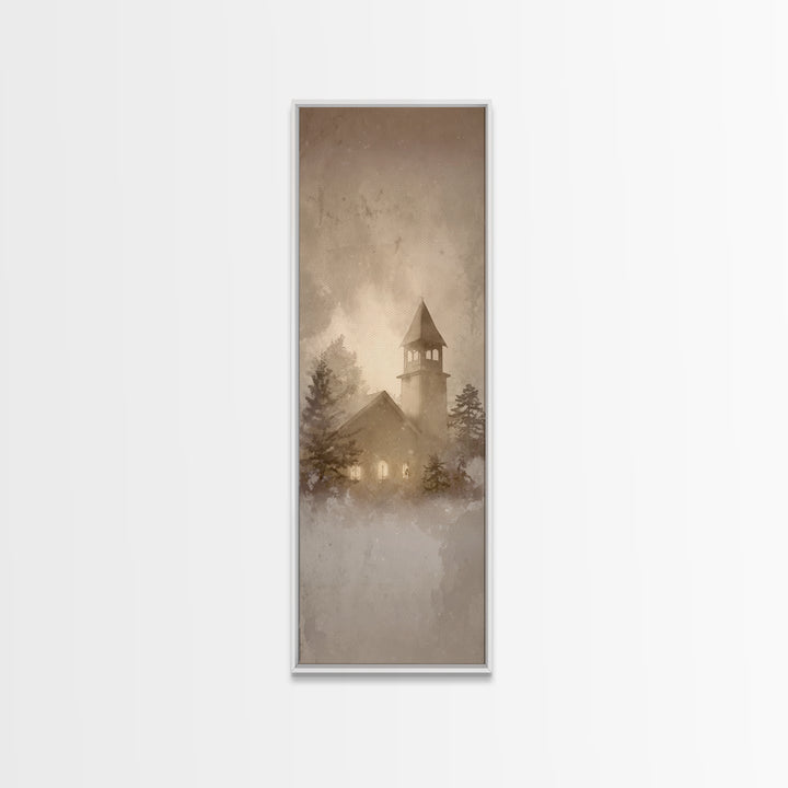Holy Winter Haven – Framed Canvas Print – Christian Christmas Art – Tall Skinny Art Print – Christmas Wall Art – Christian Gift – Framed Ch