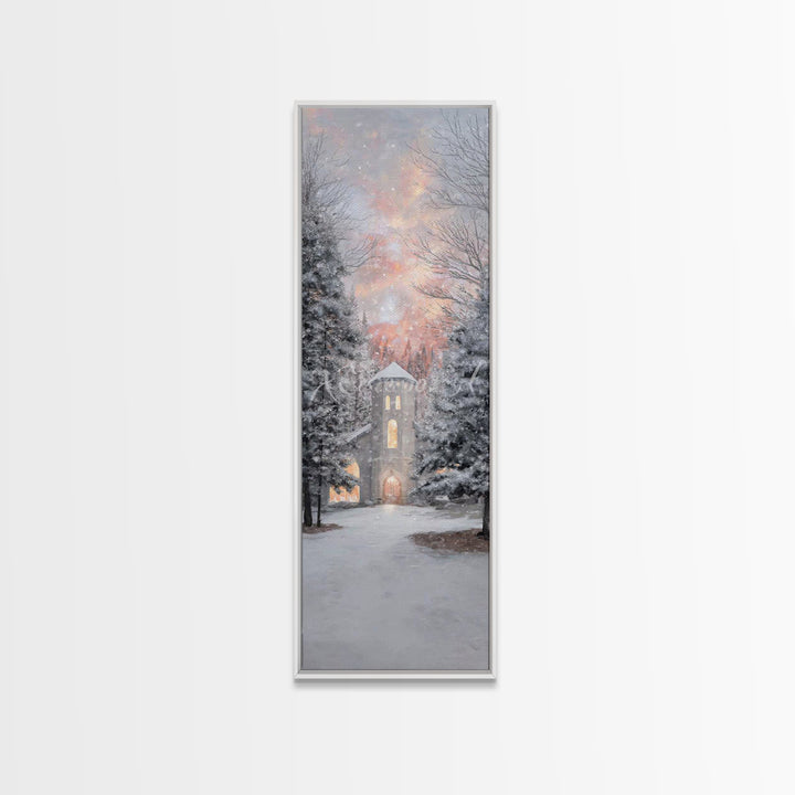 Chapel Of Stillness, Framed Canvas Print, Christian Art Canvas, Tall Narrow Wall Art, Christian Art Gift, Christmas Wall Art, Subtle Christ