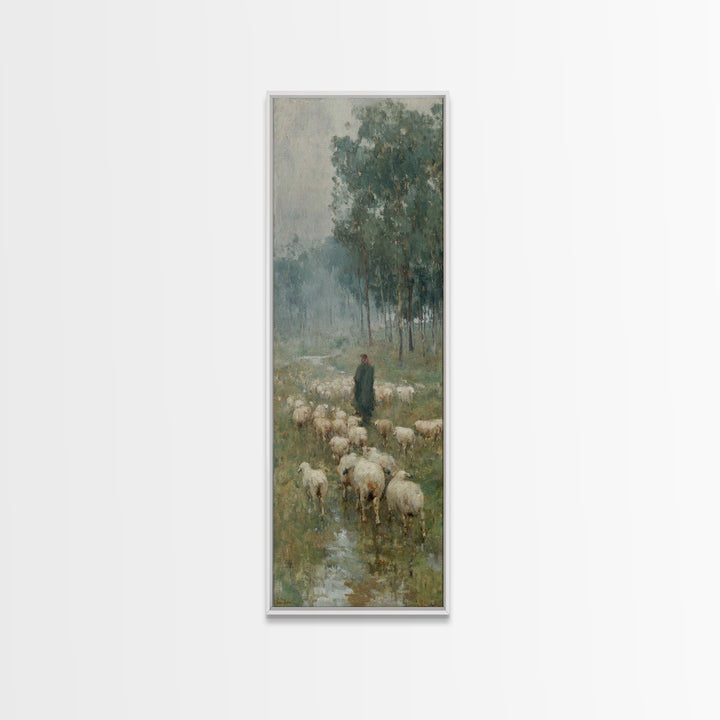 Shepherd’s Quiet Path – Framed Canvas Print – Tall Skinny Art Print – Christian Art – Christian Painting – Christian Art Canvas – Subtle Ch