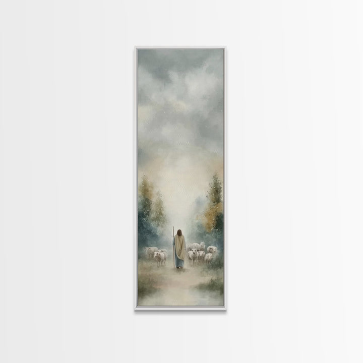 Guided By Heaven | Framed Canvas Print | Narrow Art | Jesus Painting | Christian Art Prints | Modern Christian Art | Christian Gift Ideas