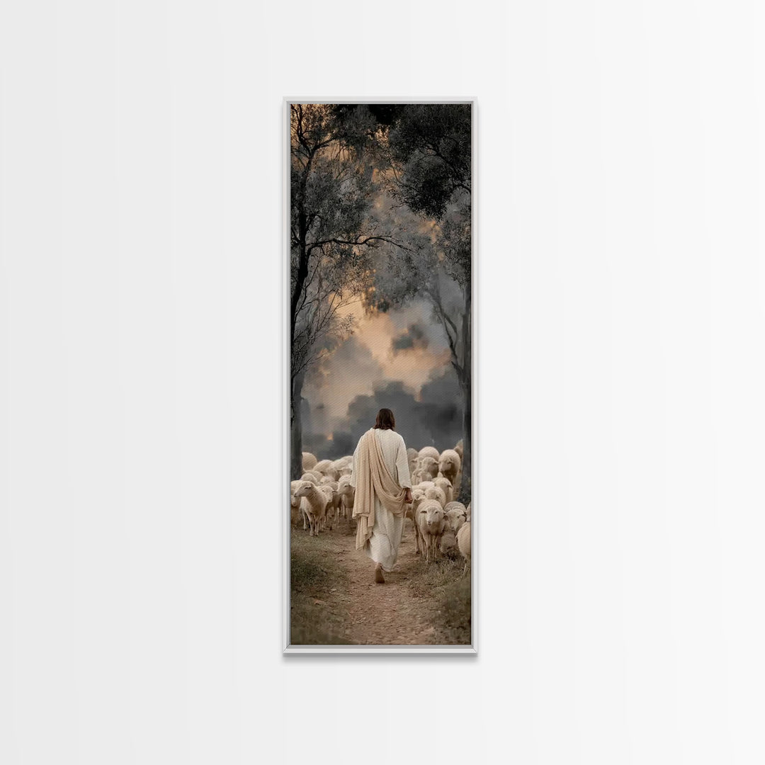 Shepherd Of Promise | Framed Canvas Print | Narrow Art | Jesus Canvas Art | Christian Art | Christian Gift | Modern Jesus Art