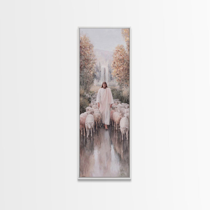 Grace Beside Still Waters, Framed Canvas Print, Tall Skinny Art Print, Jesus Art Print, Christian Wall Art, Christian Art Print, Unique Chr